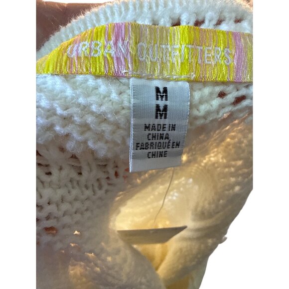 Urban Outfitters Ivory Knit Cropped Sweater Top  Med NWT Lace Knit Fall Winter - Picture 4 of 6